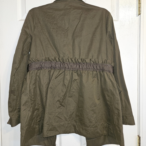 Simply Vera VeraWang Army Military Rain Coat Jacket Feminine Tied Waist XS J19 - Picture 6 of 6